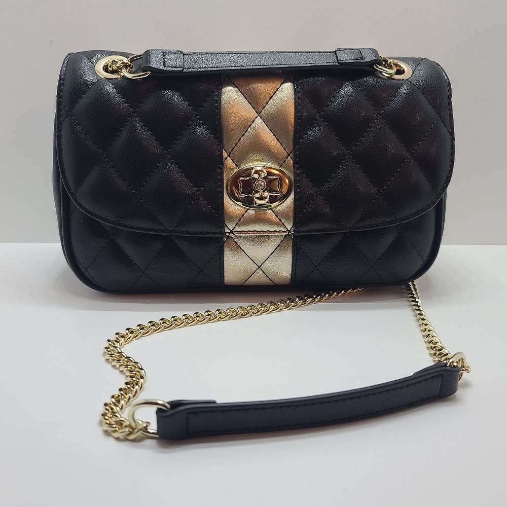 Black Leather Foxer Handbag